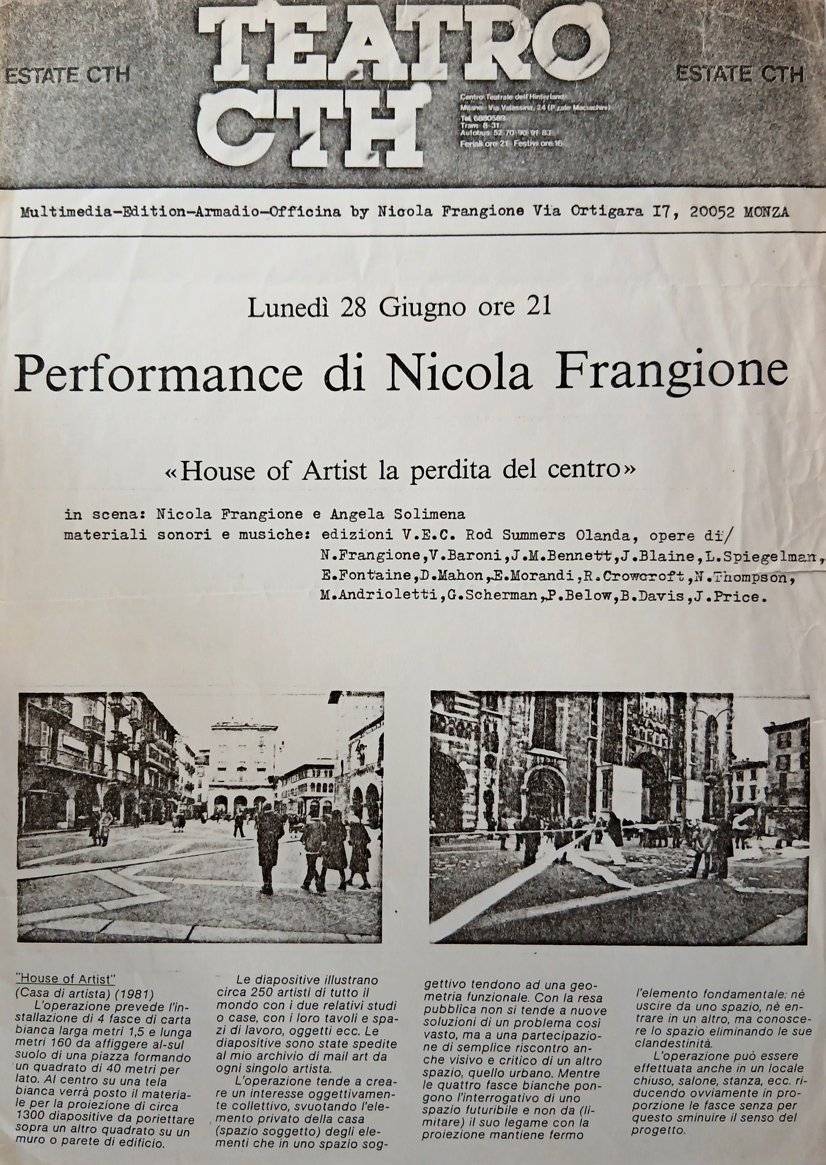 Locandina Performance di Nicola Frangione
