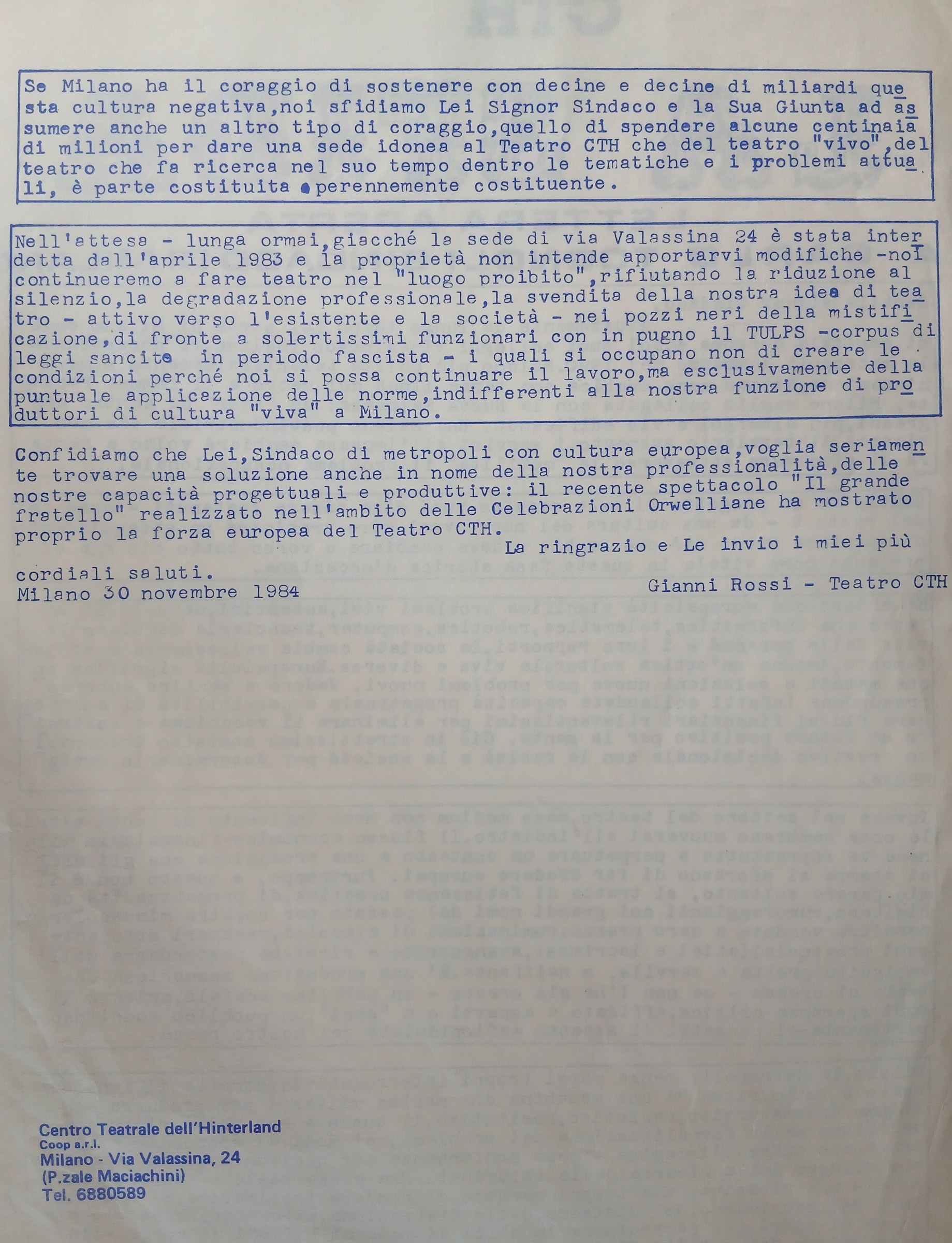 Locandina Lettera aperta a Carlo Tognoli 2